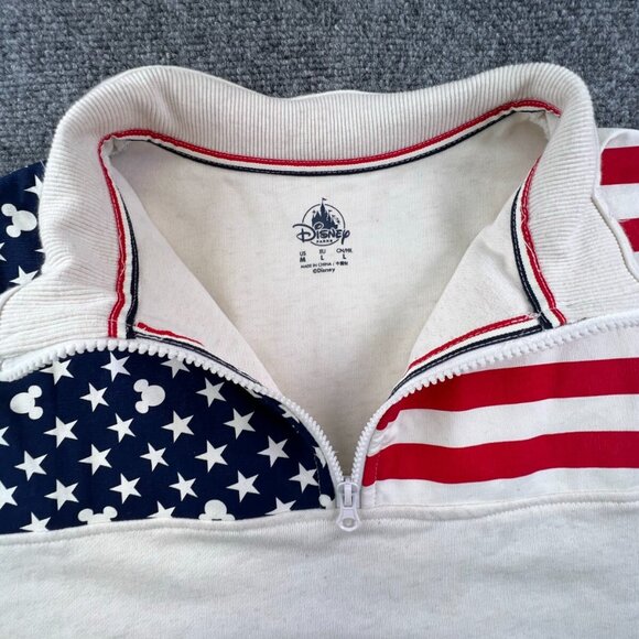 Disney Parks Medium Red White Blue USA 1/4 Zip Mickey Stars Walt Disney World M - Picture 5 of 12